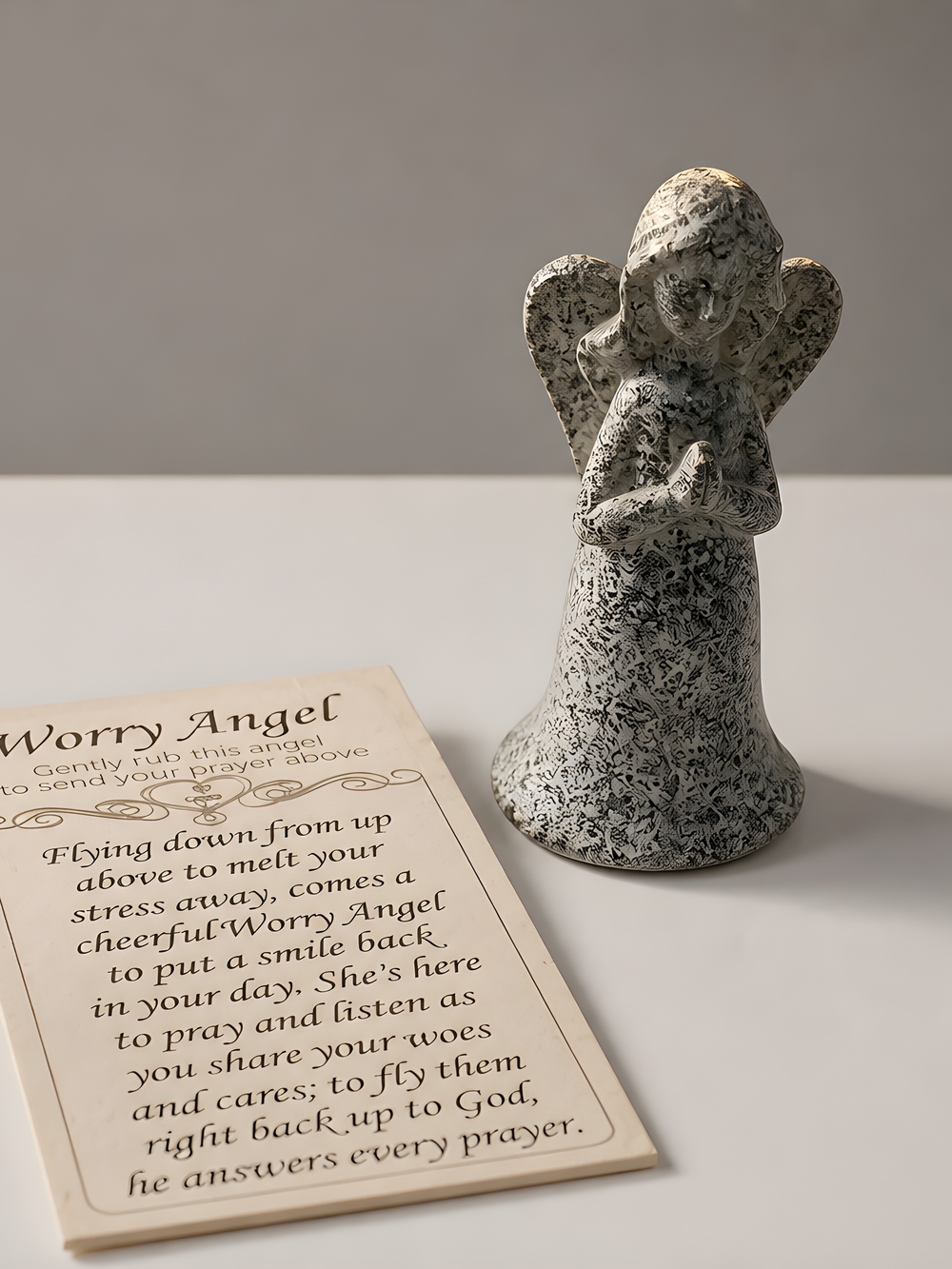 Speckled Ceramic Prayer Angel Figurine